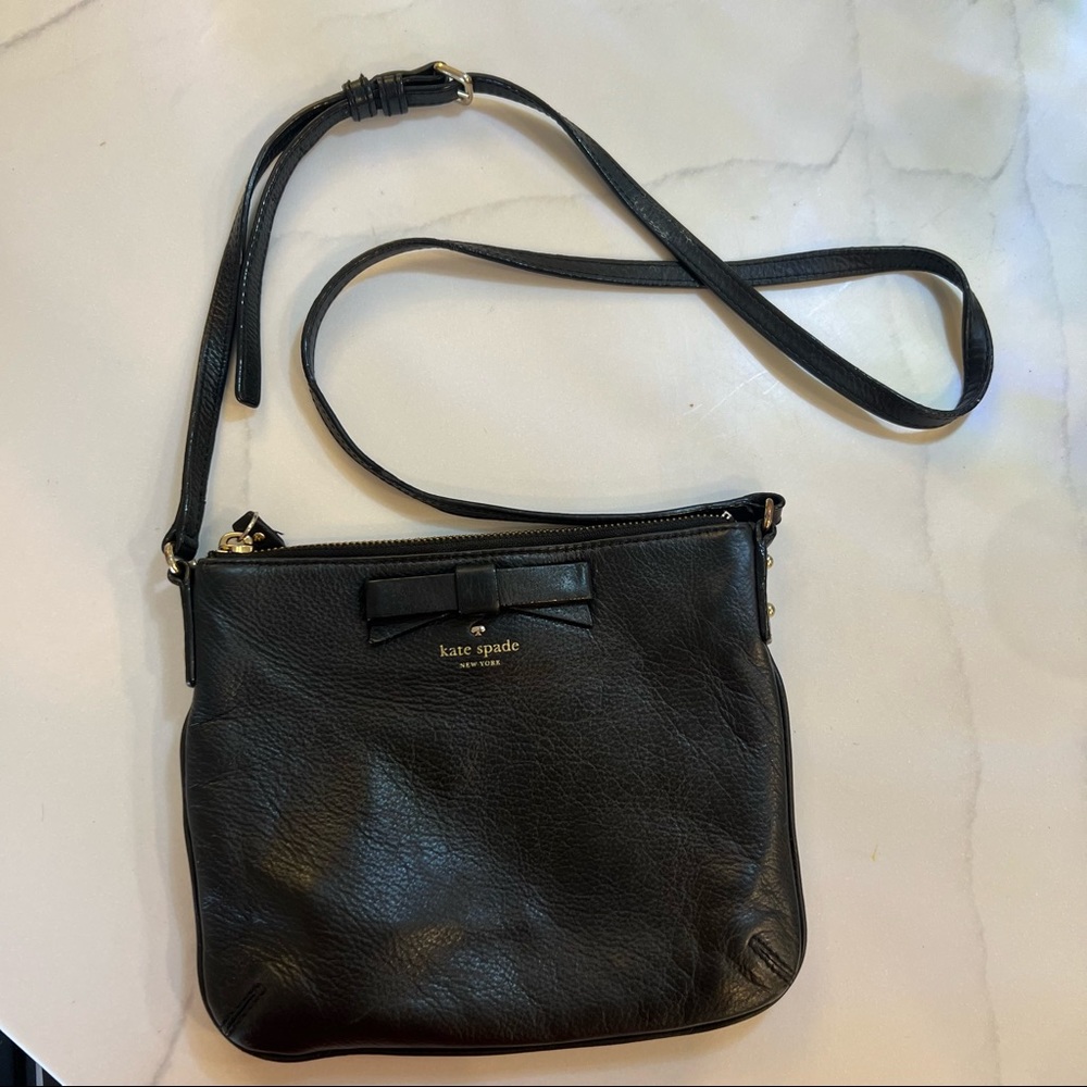 Kate spade black leather mini crossbody